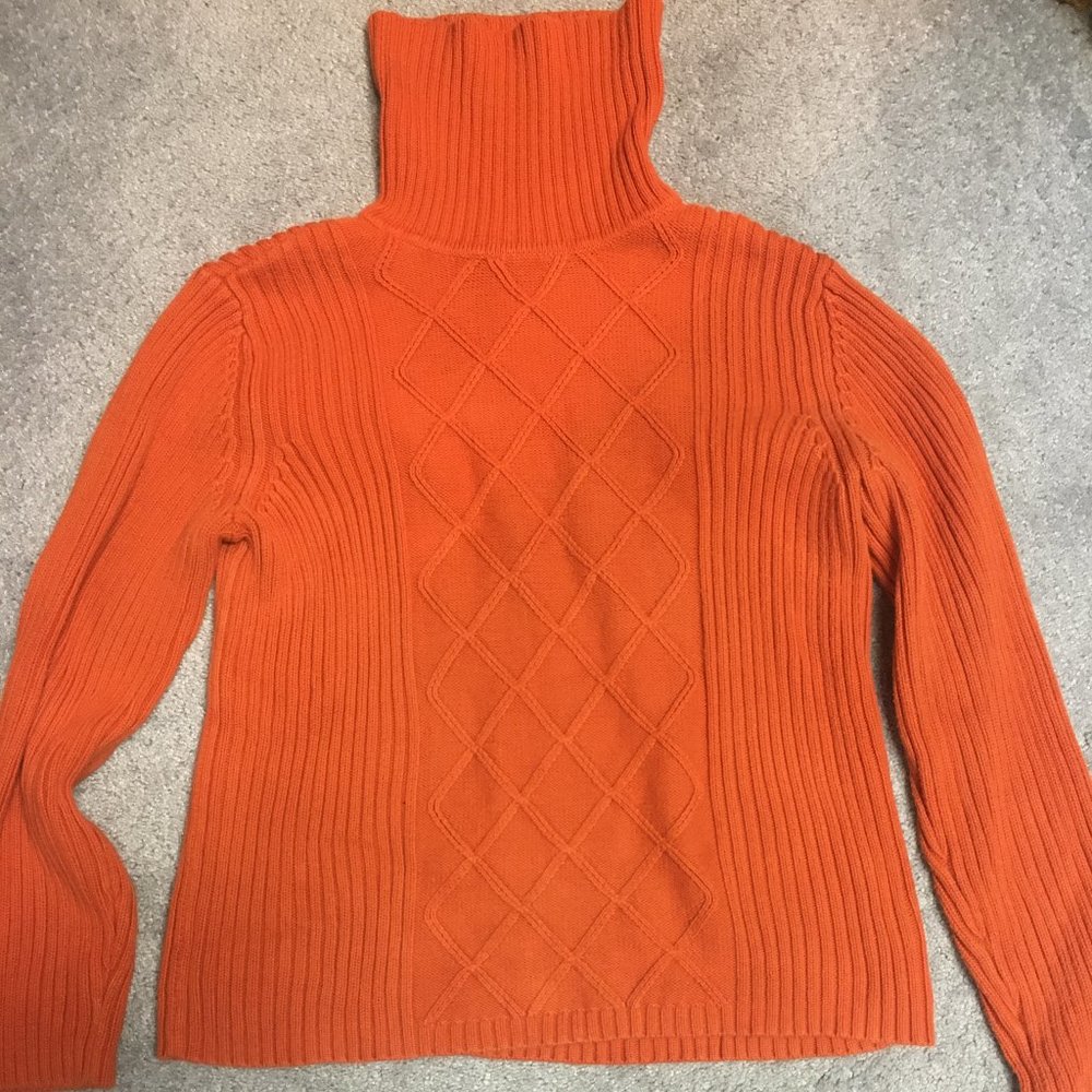 Petite Sophisticate orange thick sweater, Petite M